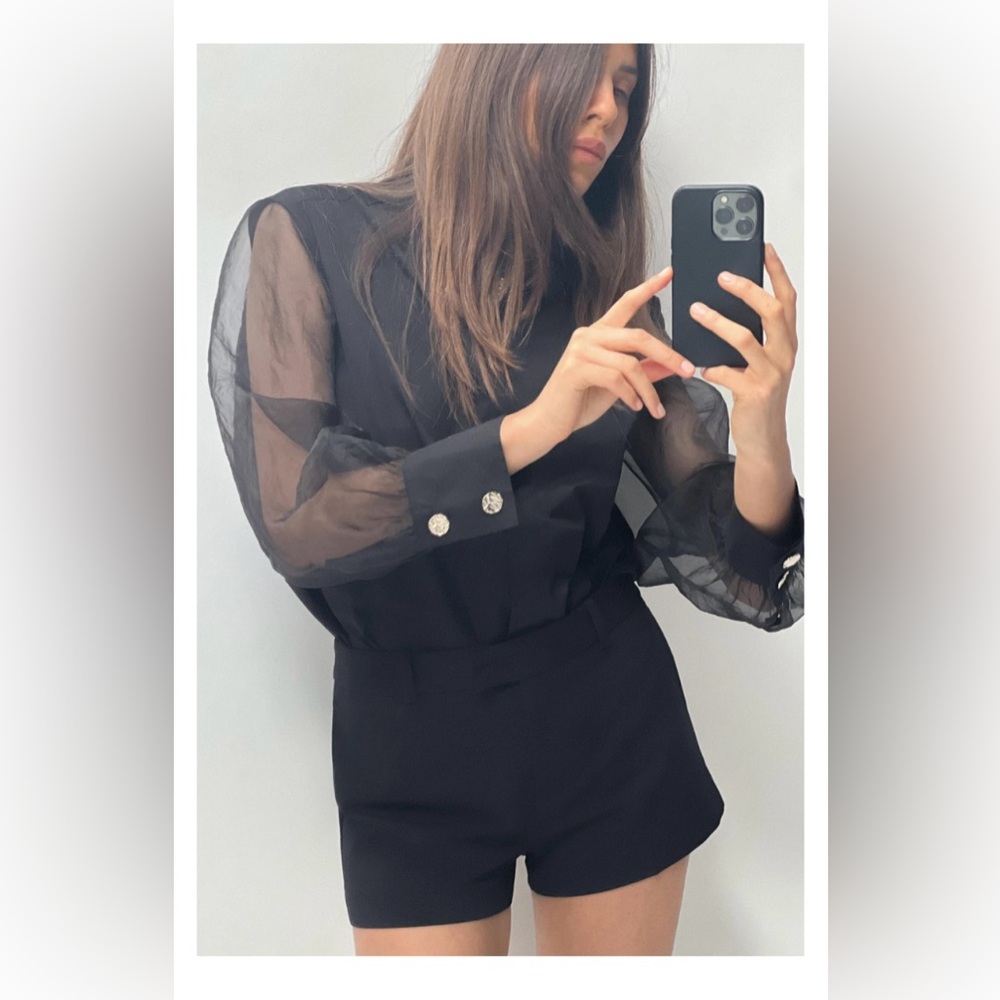 Zara mixed organza shirt. Size Small